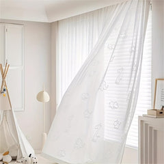 AiFMQQ white sheer curtain with 3D embroidery adds playful charm to kids' room