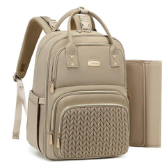 AIJIEKE diaper backpack front view showing roomy compartments for on-the-go organization.