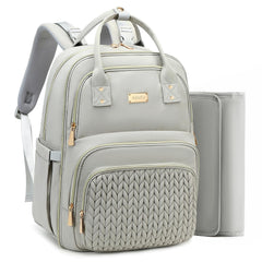 AIJIEKE diaper backpack gray front pocket for quick access during outings.