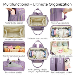 AIJIEKE diaper bag with 14 pockets keeps baby gear neatly organized