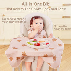 Aijoo BLW bib with table coverage protects high chair surfaces.