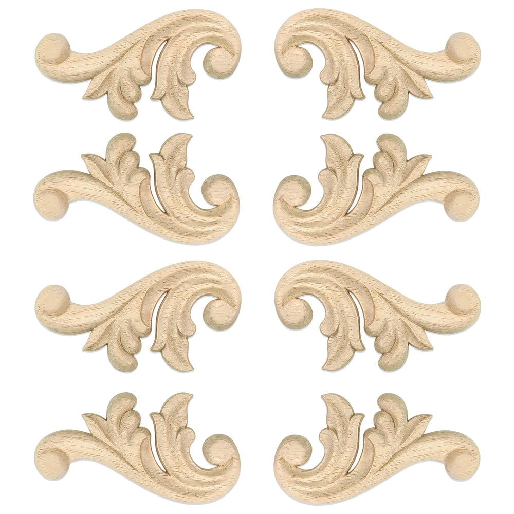 Aiminjey flower carved applique adds elegant detail to wood furniture.