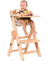 AIMOADO Toddler High Chair Wood main view shows sturdy, stable design for family meals.