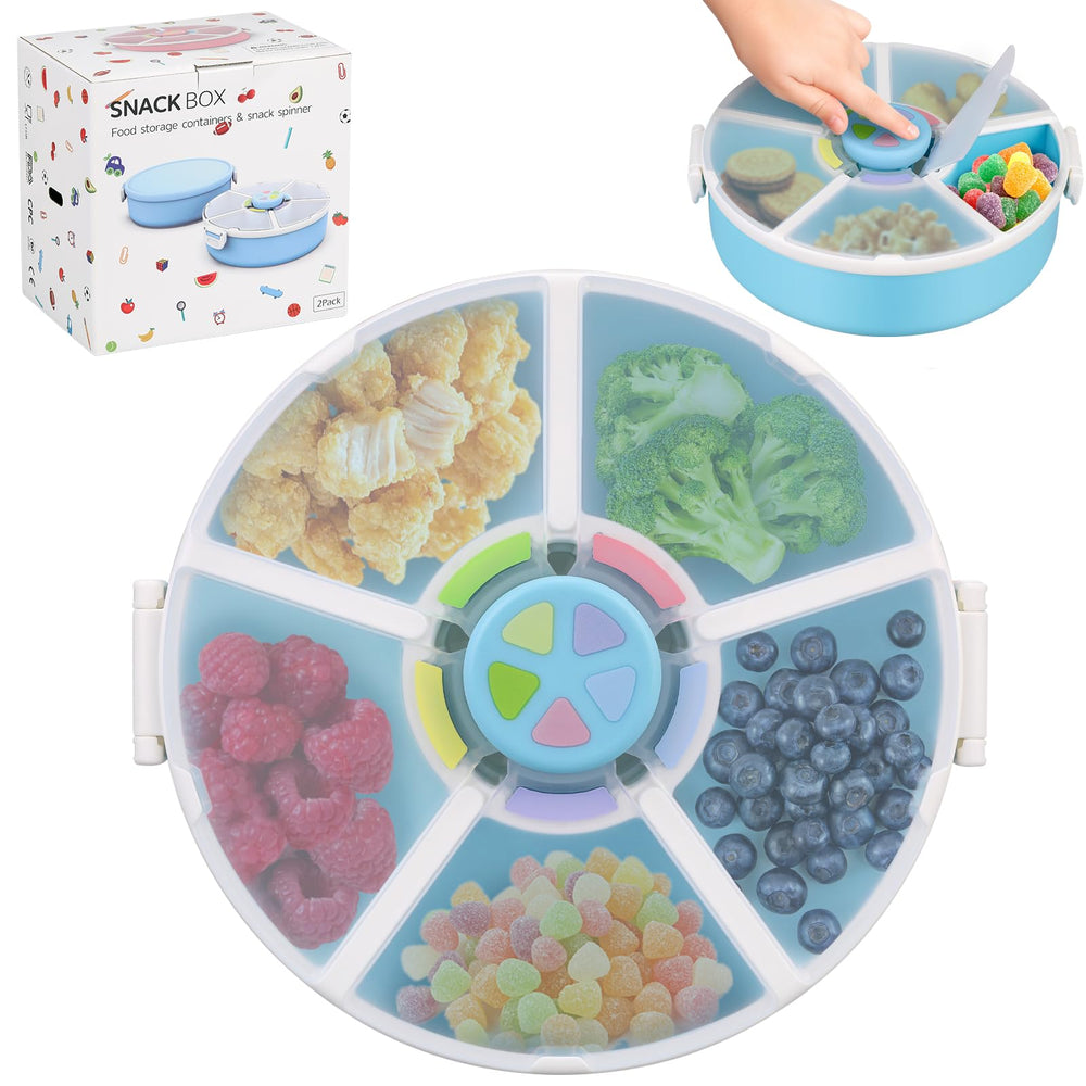 Aimsnk Kids Snack Spinner shows five compartments for organized portions and snack variety.
