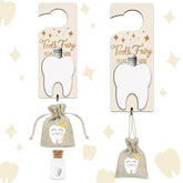 AINBIN Tooth Fairy door hanger with natural wood for a playful milestone display.