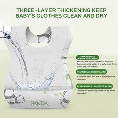 AiQiaoXin bibs pocket catch design prevents spills from reaching the table.