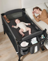 AirClub 4-in-1 bassinet bedside sleeper with retractable side for easy night feeds.