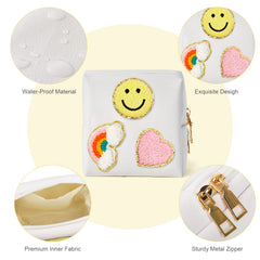airogym patch-patterned bag keeps tampons and pads organized at a glance