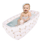 AirSwim inflatable baby bathtub with built-in air pump for quick setup during bath time.