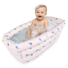 AirSwim inflatable baby bathtub with built-in air pump for quick setup and safe baths.