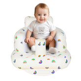 AirSwim inflatable baby chair with rainbow pattern offers cozy seating for babies.
