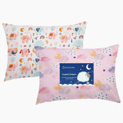 Aisawate kid pillowcase with elephant pink cloud design, gentle on toddlers' skin.