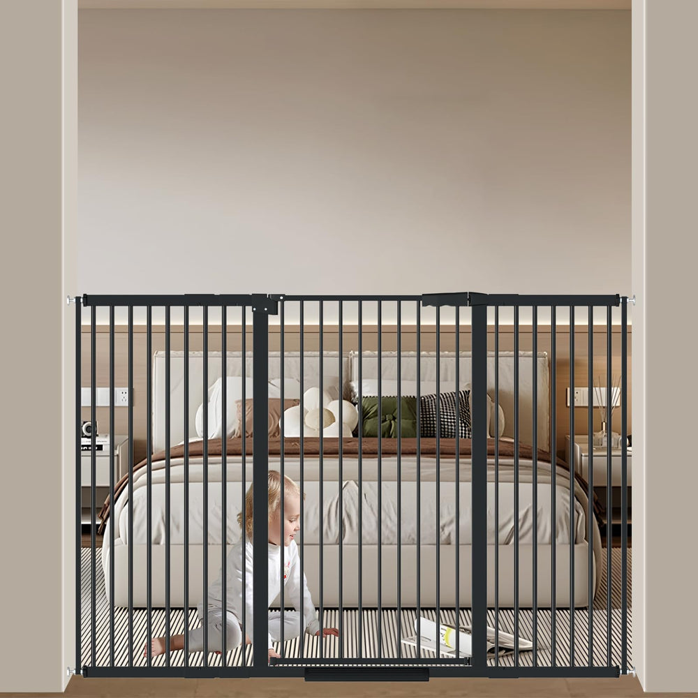 AiWMGL 40.55 tall gate in doorway, tall design protects children and pets.