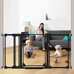 AiWMGL clear baby gate stairs wide—easy supervision through transparent panels.