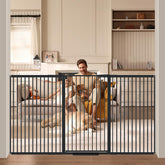 AiWMGL gate angled view highlighting 1.37-inch ultra-narrow spacing for small pets