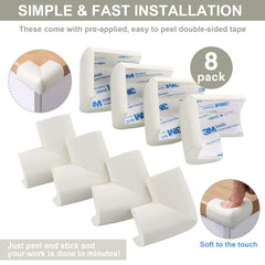 AIXMEET child safety corner protectors on wood and glass surfaces.
