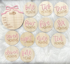 ajdvart month-1 milestone card captures first month growth with natural birch wood for photos
