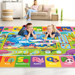 AKASISRUG non-slip backing enhances safety on bare floors for crawling and tummy time
