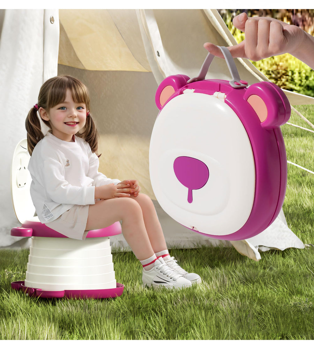 AKIMRABY Travel Potty Seat folded compact for easy packing on trips.