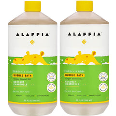 Alaffia Babies Bubble Bath bottle with long-lasting bubbles for gentle cleansing.