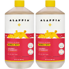 Alaffia Babies and Kids Bubble Bath with coconut-strawberry aroma for gentle cleansing