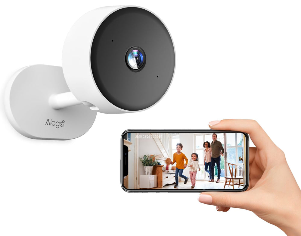 Alaga 2K indoor camera in compact design for discreet home security.
