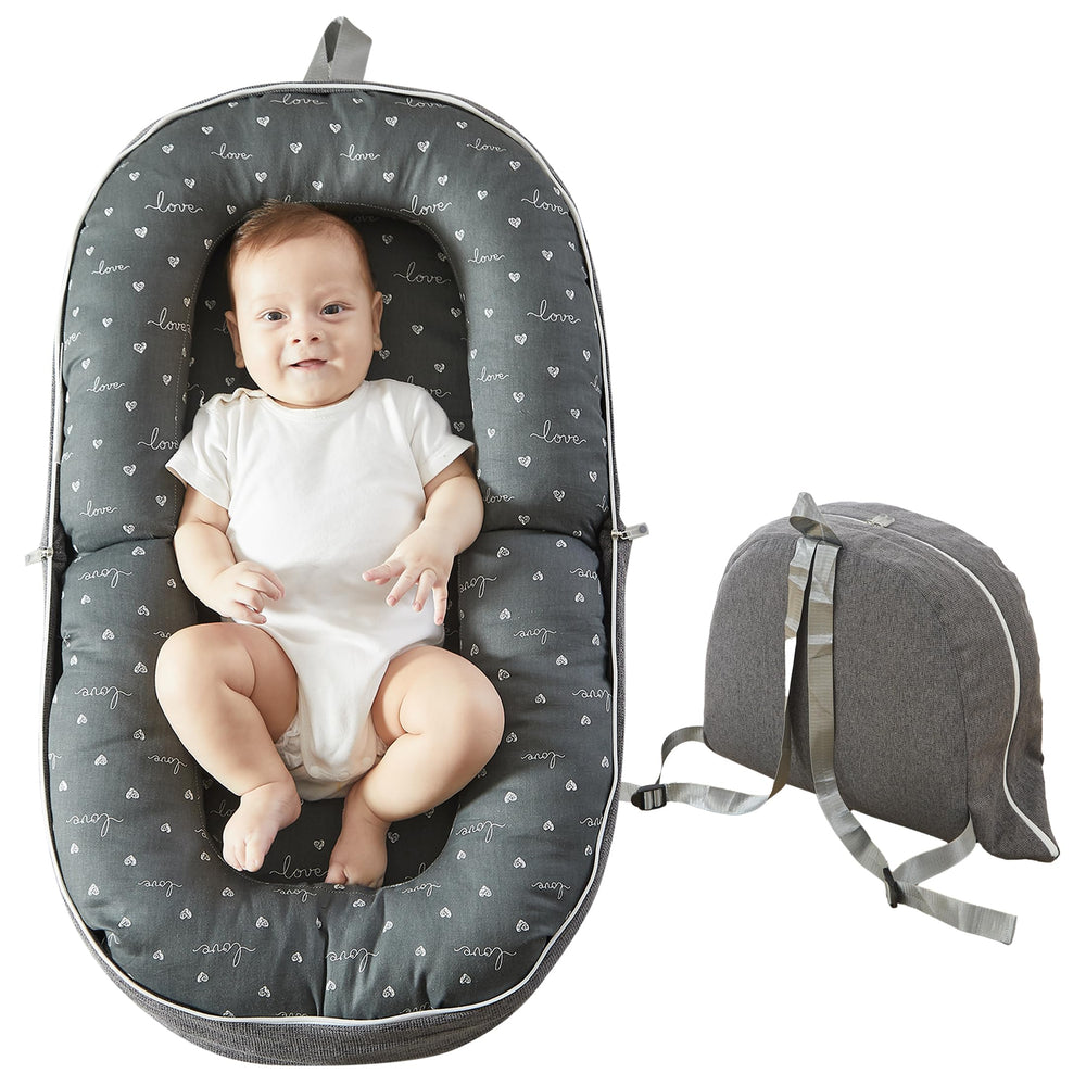 AlamzBeaba baby lounger gray wraparound for cozy supervised time with baby