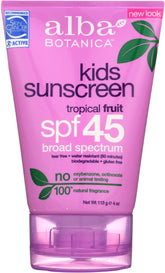 Alba Botanica SPF 45 sunscreen bottle front for everyday outdoor protection