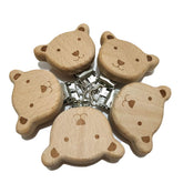 Alenybeby bear pacifier clip in beech wood, safe teether accessory for on-the-go