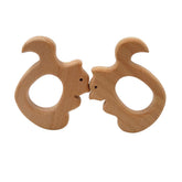 Alenybeby beech wood teether squirrel pendant two pieces in natural finish