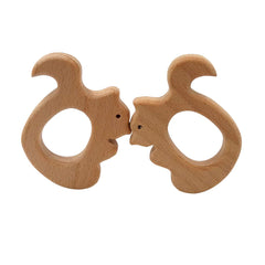 Alenybeby beech wood teether squirrel pendant two pieces in natural finish