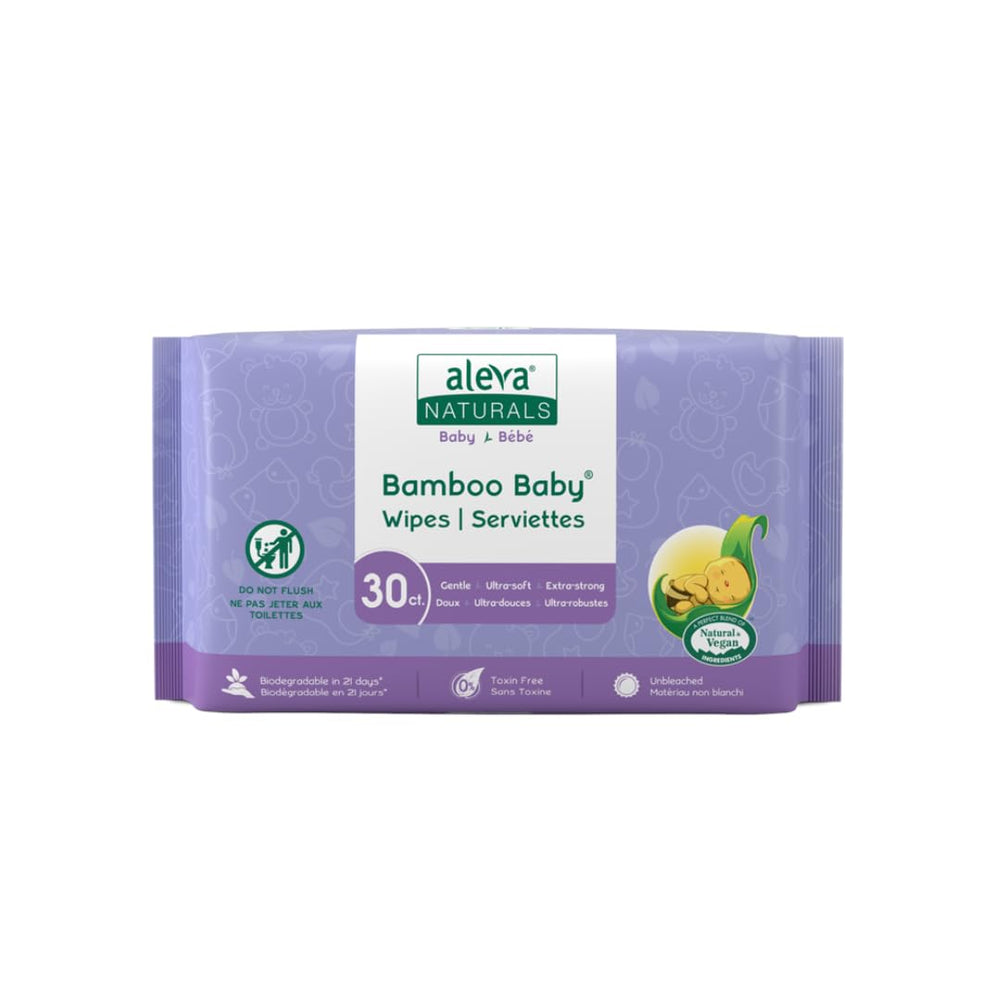 Aleva Naturals bamboo baby wipes offer soft, ultra-strong cleansing for daily diaper changes.
