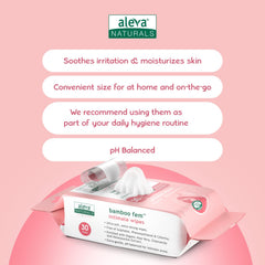 Hypoallergenic label on Bamboo Fem Wipes indicating pregnancy- and postnatal-friendly care.
