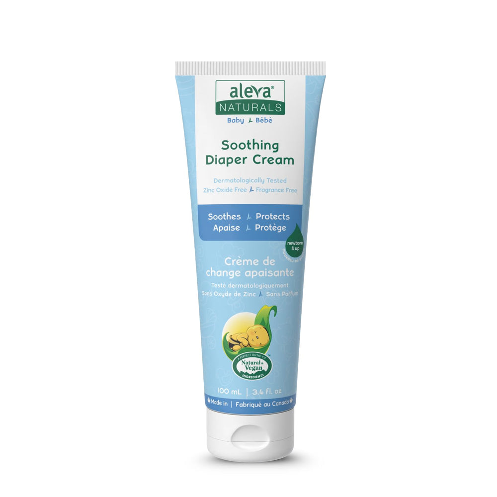 Aleva Naturals diaper cream bottle being poured for a smooth, non-greasy diaper change