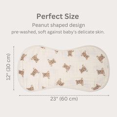 Ali+Oli burp cloths with pea-shape design offer broad shoulder coverage.