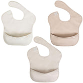 Ali+Oli smock bib close-up shows waterproof fabric keeping outfits cleaner