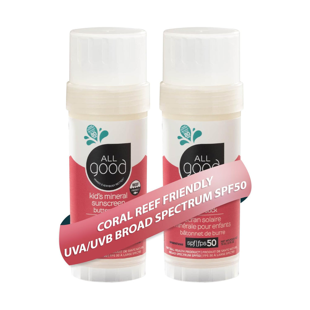 All Good Baby & Kids Butter Stick protects face, nose, and ears with gentle mineral SPF 50