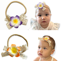 All Things Lani plumeria headband in lilac for babies, ideal for cute everyday wear.