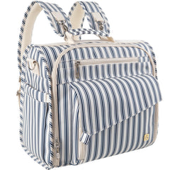 ALLCAMP diaper backpack blue stripe front view showing accessible pockets