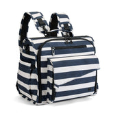 ALLCAMP diaper bag backpack in blue and white showing multi-function storage for travel.