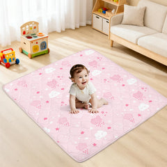 alldomess baby play mat pink clouds with soft foam for comfy tummy time