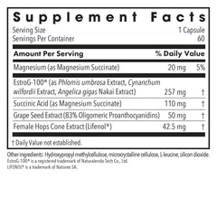 Flashes No More label front highlighting key ingredients for menopause support