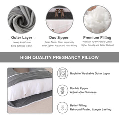 ALLOPERA pillow supports back, hips, and legs for late-pregnancy comfort.