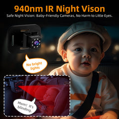 ALLRUBY baby car camera monitor 1080p display delivers sharp rear-seat detail