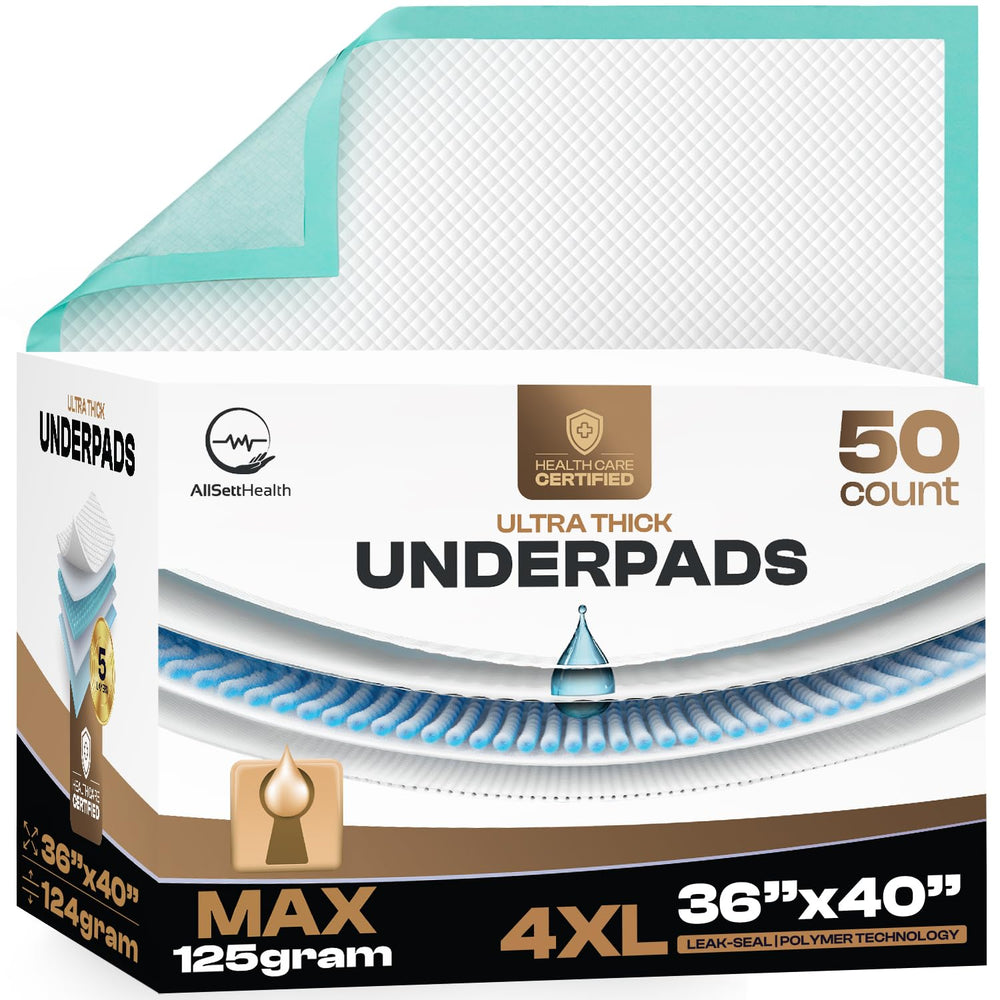 AllSett Health bed pads packaged for protection and easy disposal.