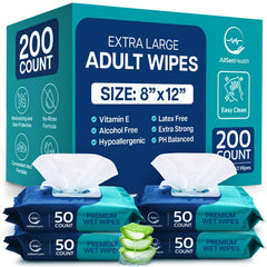 AllSett Health adults oversized 8x12 body wipe for quick cleansing on the go.