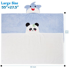 Allureza hooded toddler towel shows 28x55 inch size for full-body coverage