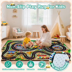 AlphabetAcre 4x6 feet rug offers plush comfort for crawls and tummy time