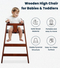 Alpine high chair safety harness demonstrates adjustable protection during meals.