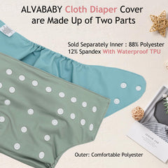 ALVABABY diaper cover with adjustable snaps for easy sizing.